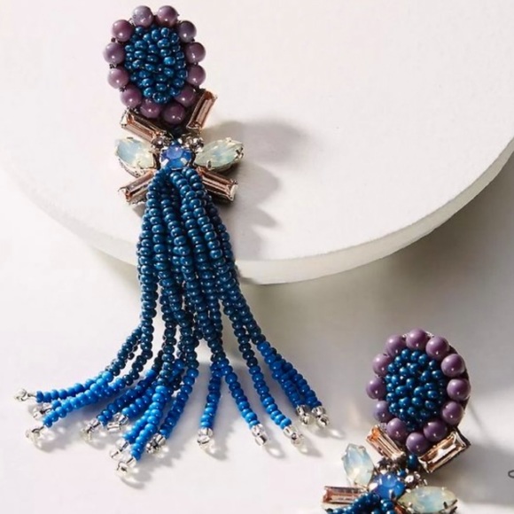 NWT Anthropologie Deepa Crystal Beaded Fringe Earrings - Picture 11 of 11